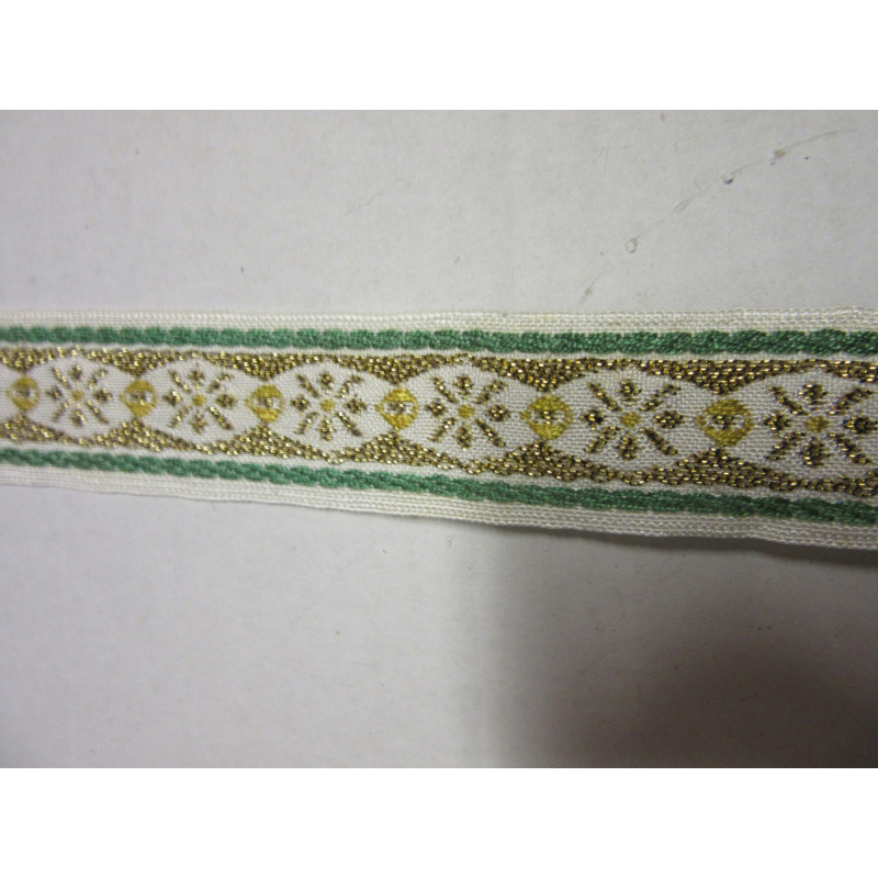 galon vert et écru avec fil d'or, d'inspiration viking