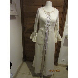 Robe en satin de coton et panne de velours ivoire