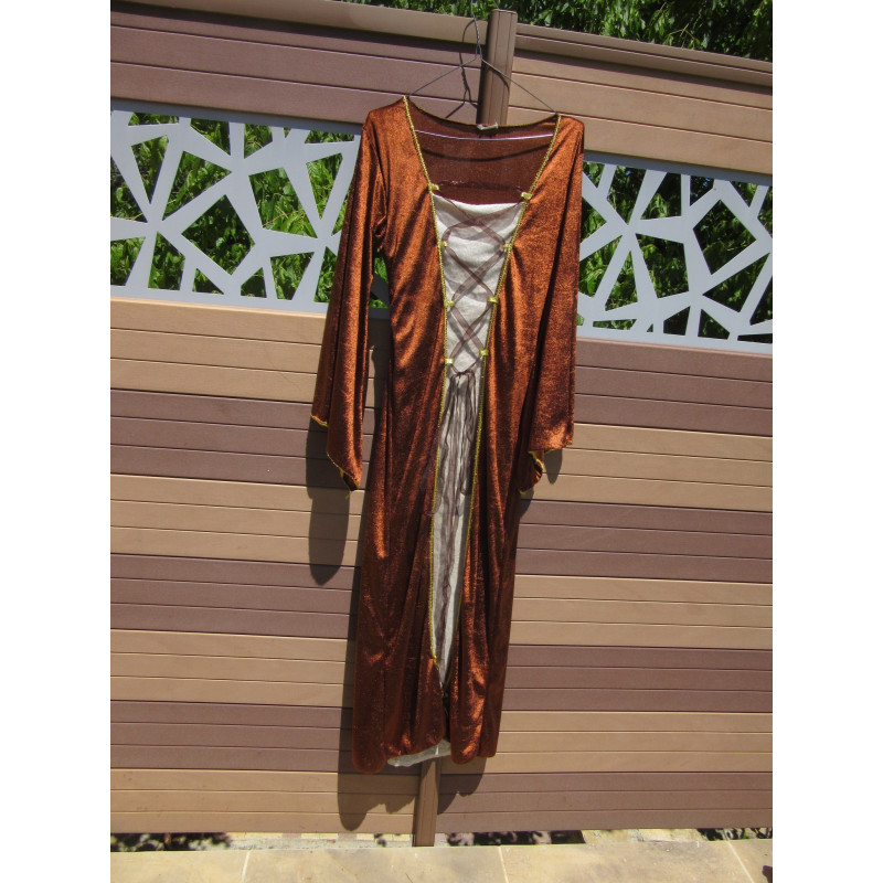 Location : Robe velours lisse marron et crème