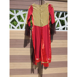 Location : robe coton et taffetas rouge et doré