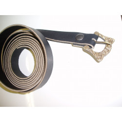 Ceinture fine en cuir avec boucle viking  