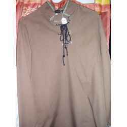 Chemise médievale col mao lacets 